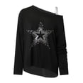 thumbnail image 4 of Camisas informales de manga larga para mujer, jersey con hombros descubiertos, blusa holgada con lentejuelas brillantes, Tops tipo túnica Pompotops  gfhjh15363, 4 of 7