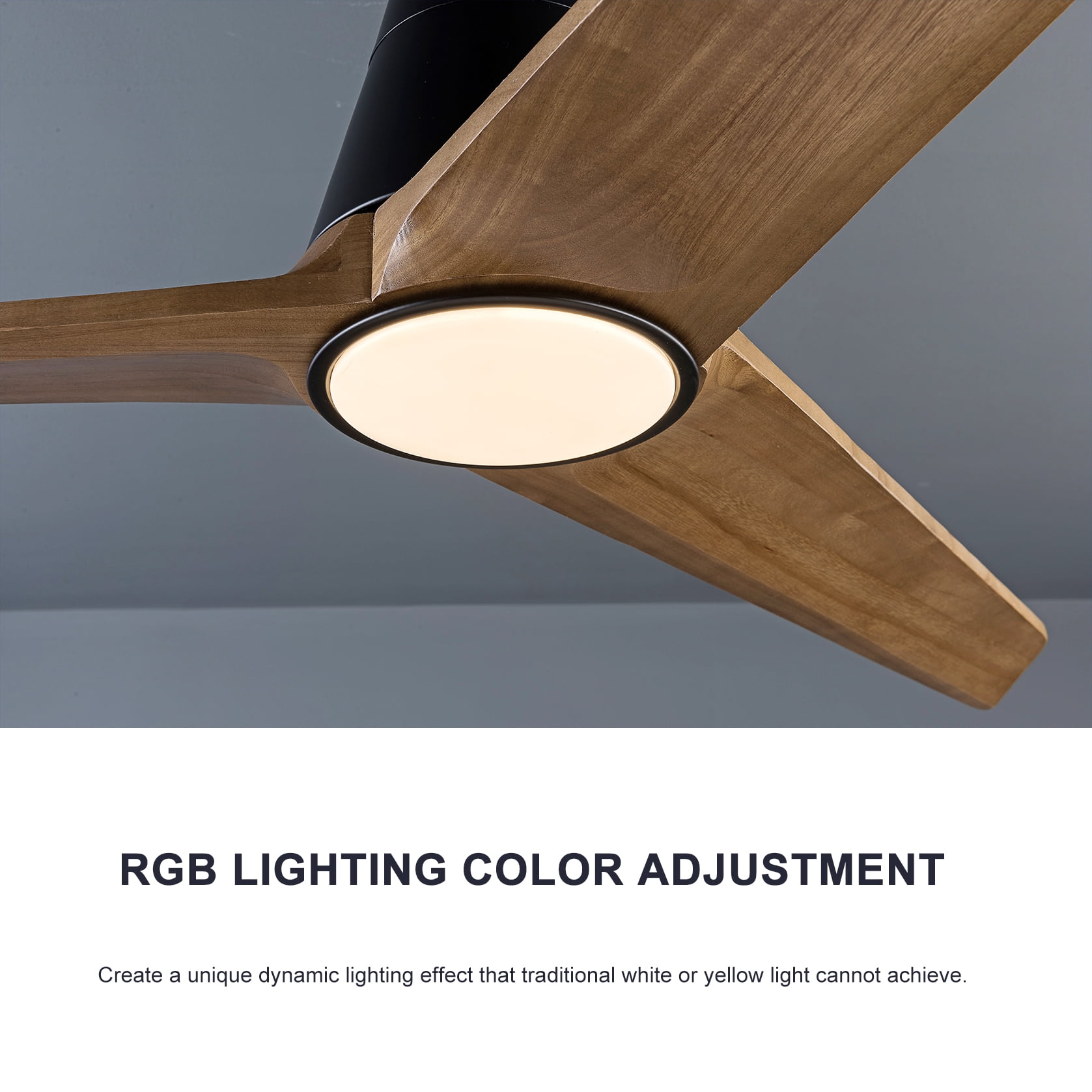 Mintazer 52 in Ceiling Fan with Lights and Remote, Modern Ceiling Fan with 6 Speed & 3 Blade for Indoor Outdoor Bedroom Living Room, Walnut