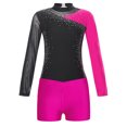 thumbnail image 5 of Aislor Leotard for Girls Gymnastics Activewear Dance Bodysuit 2-Piece Tumbling Outfit with Shorts Size 4-14 Hot Pink 4, 5 of 7
