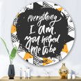 thumbnail image 2 of Designart 'Everything I Am You Helped Me To Be On Triangle Pattern' Mid-Century Modern Circle Metal Wall Art 36x36 - Disc of 36, 2 of 5