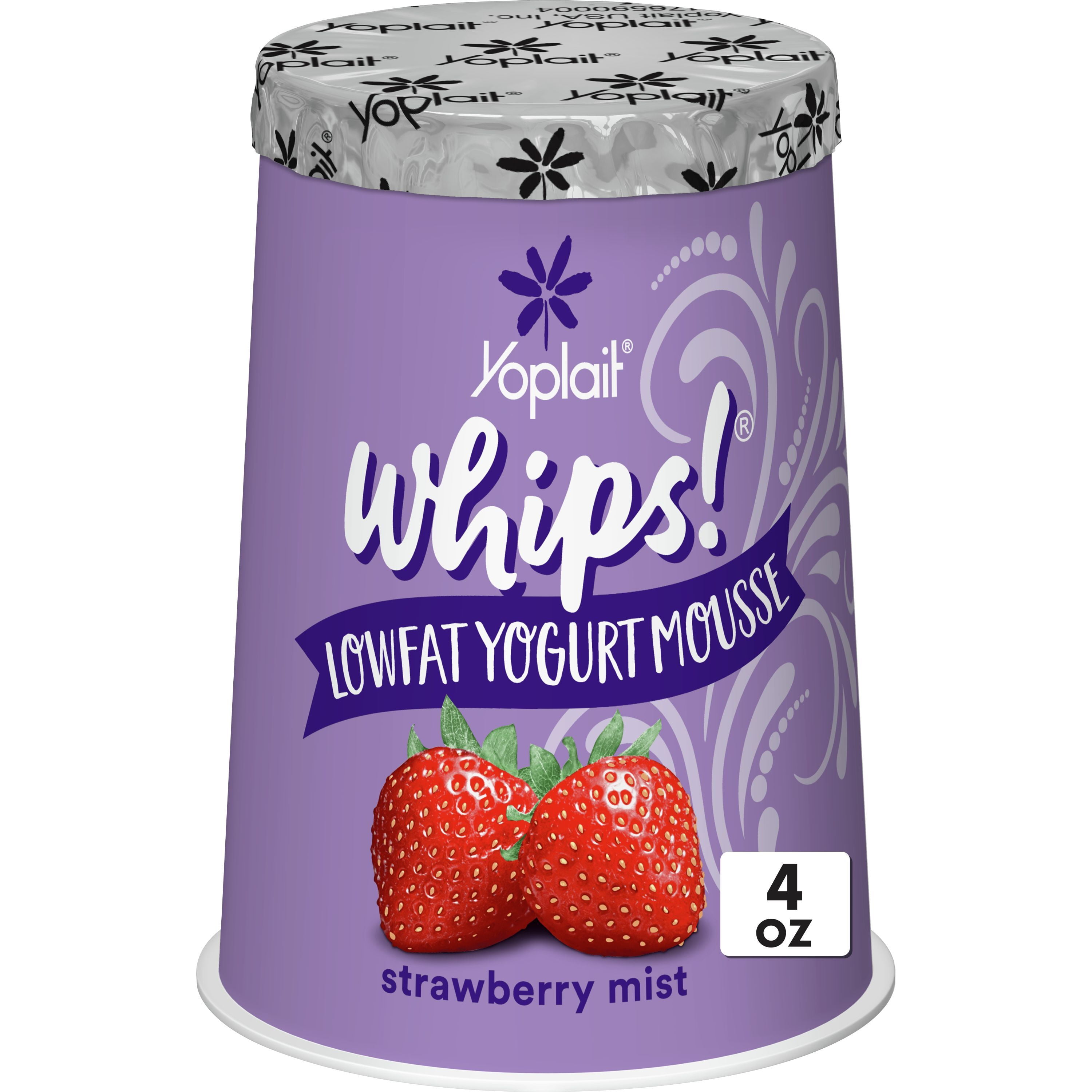 Yoplait Whips! Yogurt, Strawberry Mist, LF Yogurt Mousse, 4 oz