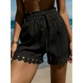 thumbnail image 4 of Miluxas Women's High Waisted Lace Trim Shorts Solid Casual Summer Comfy Short Pants for Beach & Vacation Black, 4 of 4