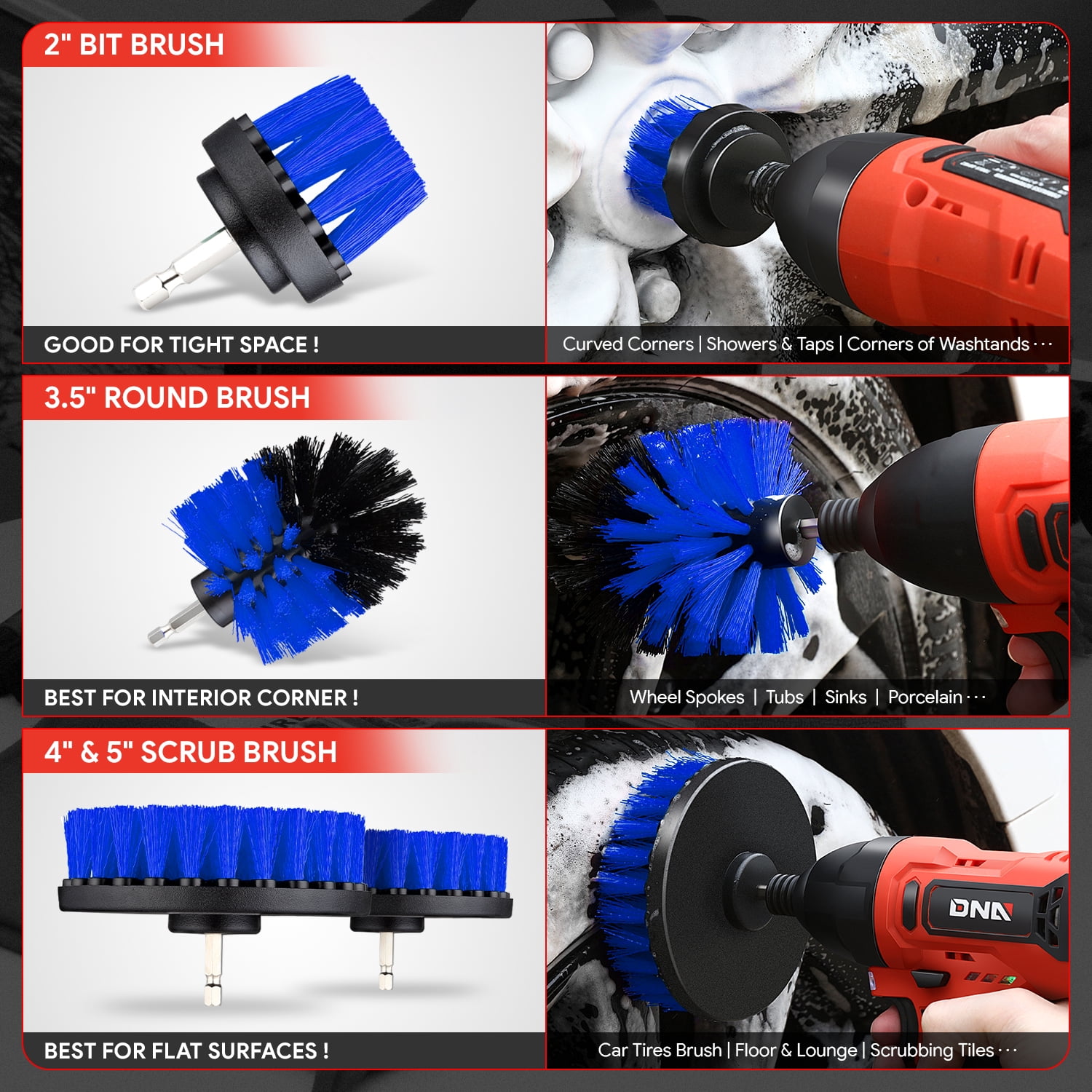 19-Piece Auto Wheel Dashboard Vent Car Wash Detailing Brushes Cleaning Tools Set Blue