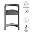 thumbnail image 4 of Counter Stool Chair, Gray, Velvet, Bar Pub Cafe Bistro Dining Kitchen Hospitality Restaurant, Modern Contemporary, HB37622, 4 of 9