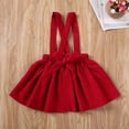 thumbnail image 3 of Baby Girls Solid Suspender Dress Bowknot Button Sleeveless Strap Backless Ruffle Velvet Dress, 3 of 7