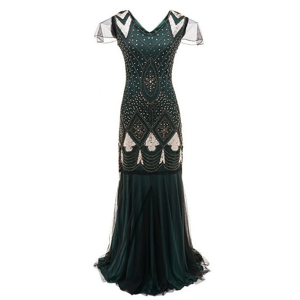 Vestido pequeño de banquete europeo y americano con lentejuelas y bordado hecho a mano