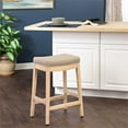 thumbnail image 2 of HomePop Blake 24" Wood and Fabric Backless Counter Stool in Brown, 2 of 4