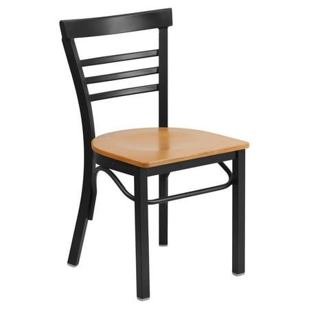 Ladder Back Chair History Flash Furniture HERCULES Series Black Ladder Back Metal Restaurant Chair, Wood Seat, Multiple Colors ()