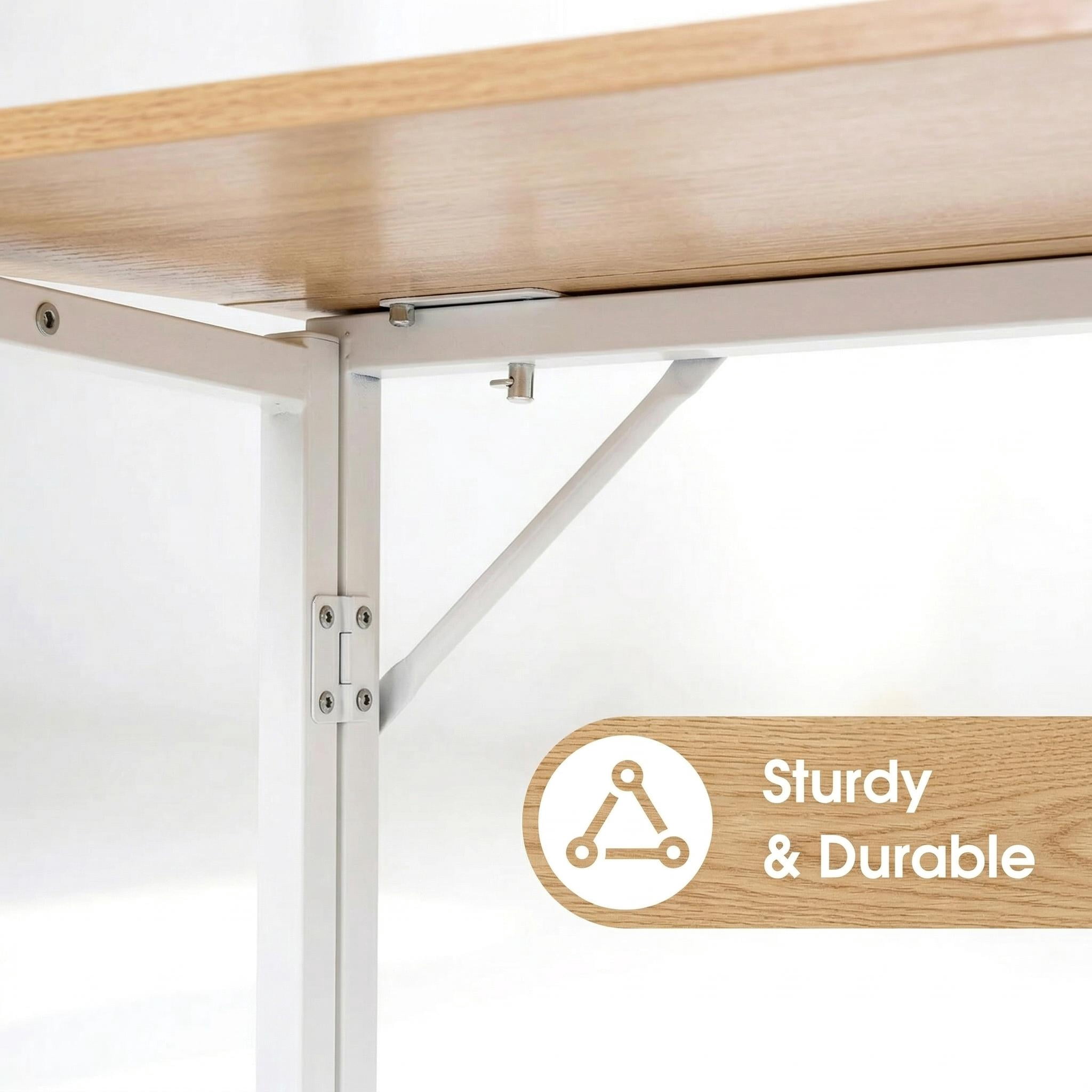 Homy Casa Folding Desk for Home Office, 31.5 Inch Compact Foldable Computer Writing Table, Portable Craft Sewing Table for Small Spaces, Oak