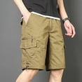thumbnail image 6 of Mens Shorts Multi-Pocket Button-Front Zipper Outdoor Shorts Cargo Bermuda Shorts Yellow XXXXXL, 6 of 6
