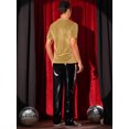 thumbnail image 3 of DARING DIVA Men's Velvet Crew Neck Short Sleeve Tee Tops Disco Velour T Shirts L Golden, 3 of 6