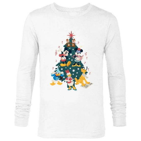 Disney Mickey & Friends Holiday Retro Christmas Tree Carols - Long Sleeve T-Shirt for Men - Customized-White