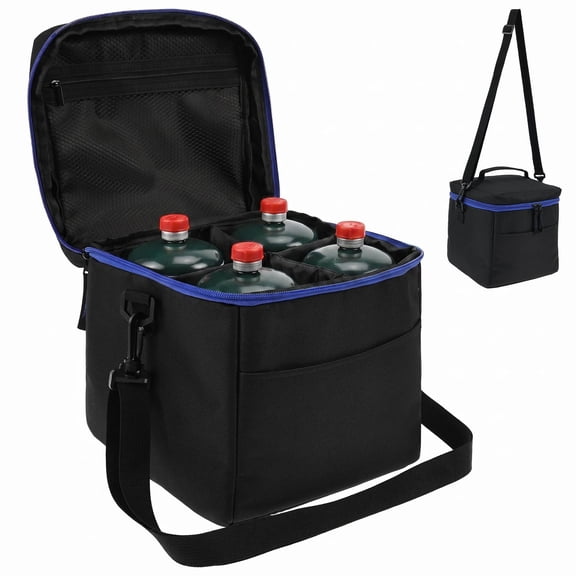 Propane Tank Storage Bag, Holds 4 Cylinders of 16 OZ /1LB, Padded Gas Bottle Carrier with Removable Dividers & Shoulder Strap for RV Organization and BBQ