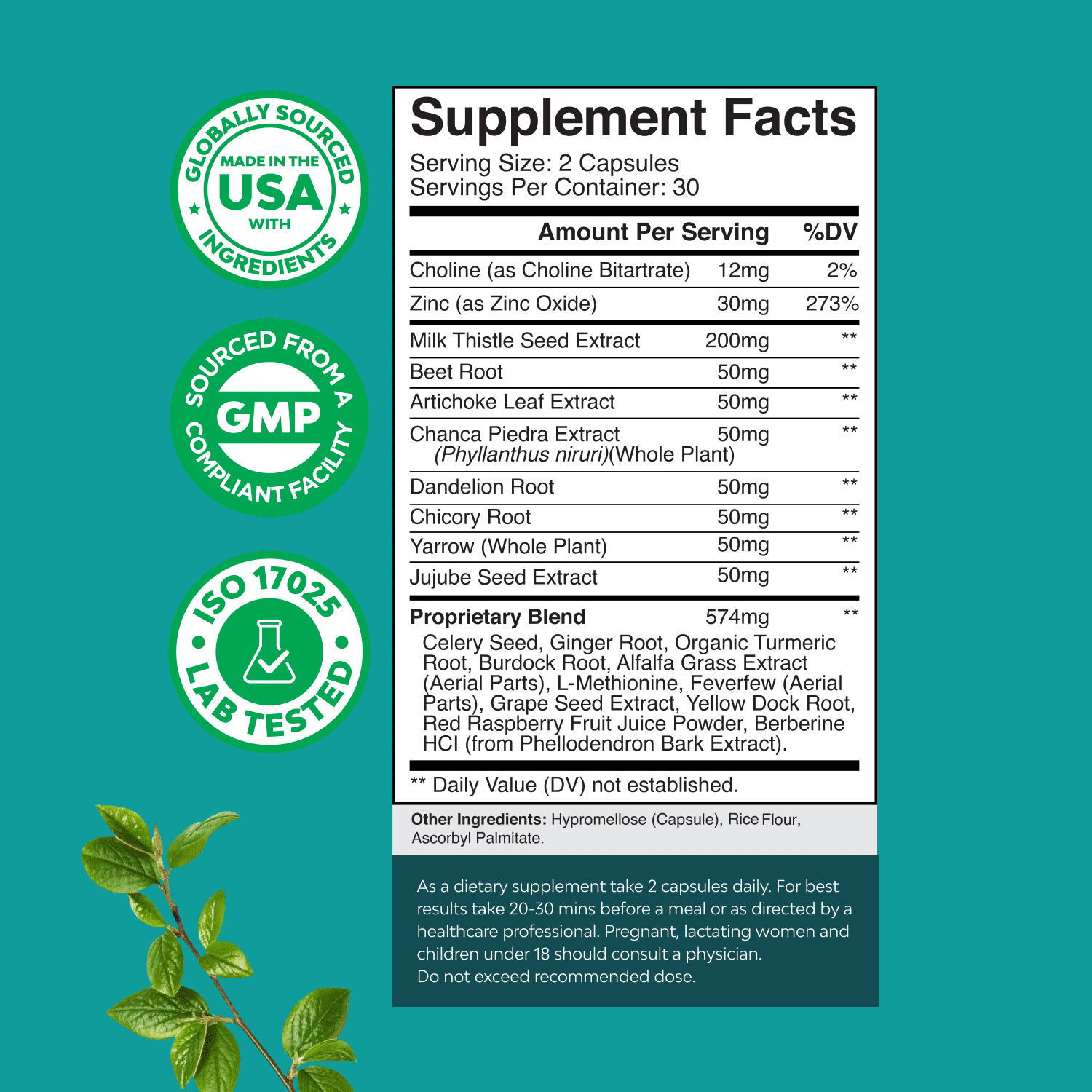 Nature's Craft Vegan Liver Support Dietary Supplement with Milk Thistle, 60 Capsules