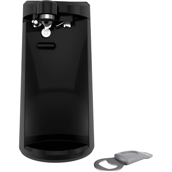 BLACK DECKER EasyCut Extra-Tall Can Opener with Knife Sharpener and Bottle Opener, Black, EC500B