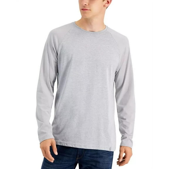 Alfani Men's Alfatech Long-Sleeve T-Shirt in Casual Grey-Small
