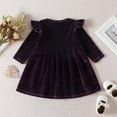thumbnail image 4 of Edvintorg Baby Girls Dress Sweet Long Sleeve Round Neck Flock Macrame Solid Color Princess Dress Birthday Dress for Girls 9Months-5Years Infant Children Clothes, 4 of 4