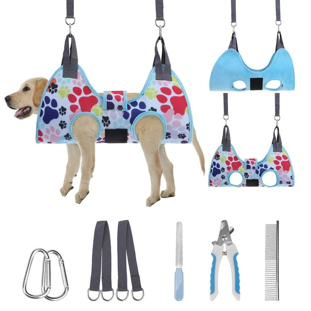 Arnés Hamaca para Grooming de Perros y Gatos PAWCHIE Azul M
