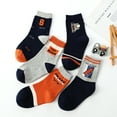 thumbnail image 5 of Fesfesfes 5 Pairs Kids Socks Cute Print Children Socks Boys Middle Tube Socks Breathability Warm Socks, 5 of 9