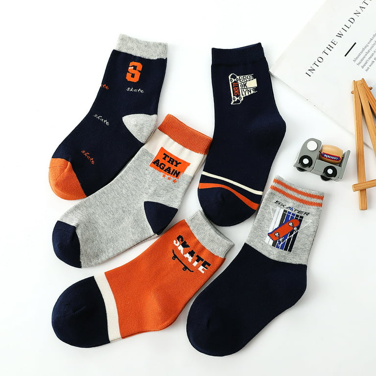 CHGBMOK Christmas Deals 5Pairs Kids Socks Cute Print Children Middle Tube  Socks Breathability Warm Socks Great Gifts for Less 