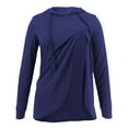 thumbnail image 2 of Odeerbi Maternity Ladies Breastfeeding Clothe Top Trendy Solid Color Print Short Sleeve Casual Hoodie Navy, 2 of 4