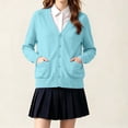 thumbnail image 3 of TARIENDY Girls Cardigan Sweaters Years 5-17,Cotton Long Sleeve School Uniform Sweater,Button Down V Neck Cardigans,Spring Fall Casual Outerwear Sky Blue 11 Years, 3 of 8