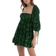 thumbnail image 2 of ZAXARRA Femmes Été Paillettes Sparkle Robe Demi-Manche Col Carré Dos Découpé une Ligne Robe de Soirée Courte, 2 of 4