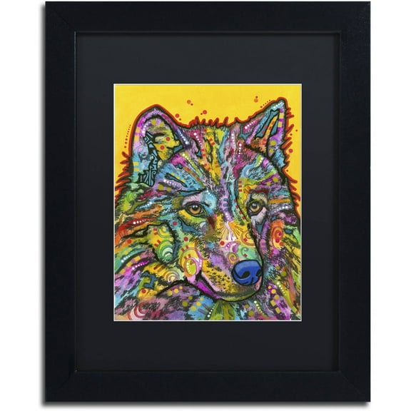 Trademark Fine Art "Wolf 2" Canvas Art by Dean Russo, Black Matte, Black Frame
