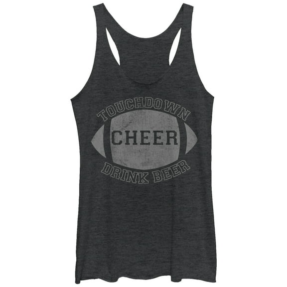 Women's CHIN UP Football Touchdown Cheer Drink Beer  Racerback Tank Top Black Heather X Large