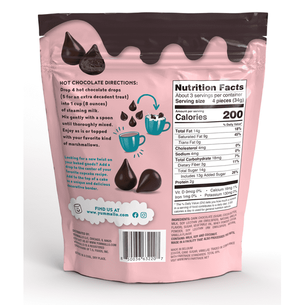 Yummallo Dark Chocolate Drops, 4 ounces