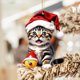thumbnail image 1 of Colgante de coche de Navidad para gatos - Decoración colgante festiva para espejo retrovisor, mochila y hogar, adorno navideño rojo y verde, 1 of 8