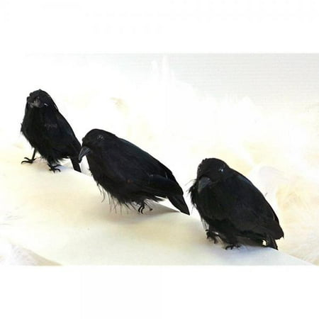 black feathered small halloween crows 3 pc black birds