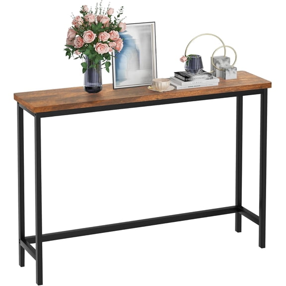 Console Table, Entryway Table, Narrow Sofa Table, 39" Hallway Table for Entryway, Room, , Foyer, Rustic Brown and Black