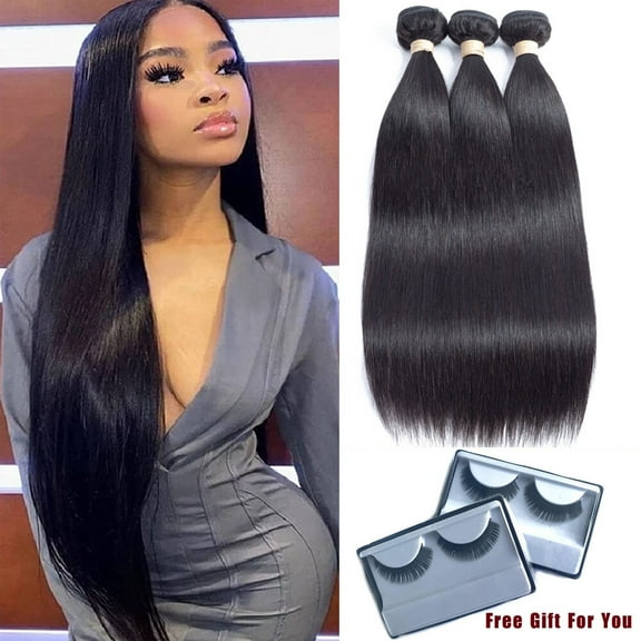 10A Straight Hair Bundles Brazilian Virgin Human Hair Bundles Straight 14 16 18 Inch 100% Unprocessed Virgin Hair 3 Bundles Straight Weave Hair Human Bundles