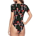 thumbnail image 4 of Naloa Red Mushrooms Women's Short-Sleeved Onesie, One-Piece Swimsuit for Parties, dates, clubs - Small, 4 of 9