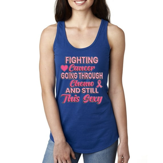 Wild Bobby, Fighting Cancer And Still Sexy, Breast Cancer Awareness, Women Racerback Tank Top, Royal, Large