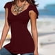 thumbnail image 2 of Blusa de manga corta con volantes informal sólida con cuello en V para mujer Fridja  qr5615, 2 of 5