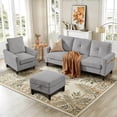 thumbnail image 3 of Soscana Sectional Sofa Set with Storage Ottoman and Accent Chair,Living Room 3 Seat L Shaped Couch and Single Chair Armchair,Living Room Furniture Set for Home Apartment Office Studio, 3 of 8