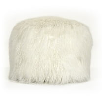 20" x 20" Tibetan White Lamb Fur Pillow by Zentique