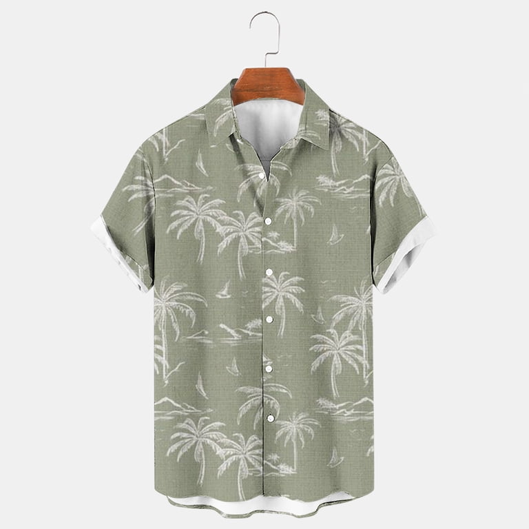 Voqeen Men's Hawaiian Shirts Short Sleeve Cotton Button Down Shirt Casual Summer Aloha Floral Floral Shirts for Beach Vacation Regular Fit, Blue