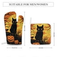 thumbnail image 2 of Pumpkin Lantern Black Cat Oven Mitt And Pot Holder Set Oven Glove for Kitchen Baking Cooking Grilling, 2 of 6