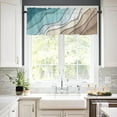 thumbnail image 3 of Teal Brown Ombre Kitchen Curtains Set Short Half Curtains 36 Inches Length, Turquoise Tier Curtains and Valance Set Modern Geometric Aesthetic Curtain Window Treatment Draperies for Cafe Bathroom, 3 of 5
