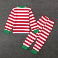 thumbnail image 1 of Conjunto de pijamas de rayas de Color de contraste de Navidad para niñas y niños, trajes de 2 piezas, ropa de casa para niños, traje suelto suave, ropa de dormir informal, 1 of 4