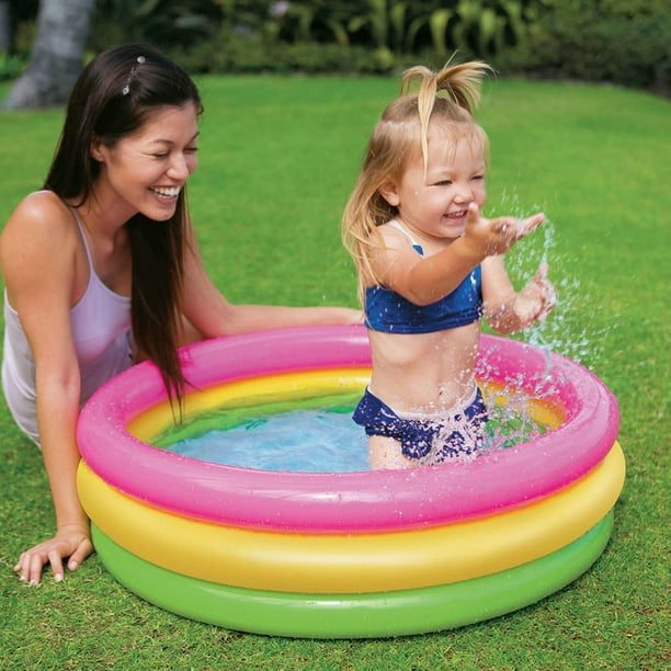 Kiddie Pool, 3-Ring Inflatable Kiddie Pools for Kids Baby Pool Small  Swimming 