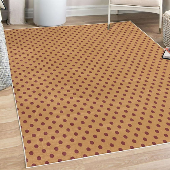 Polka Dots Decorative Rug, Tiny Little Retro Circles Vintage Style Geometric Round Motifs Composition, Quality Carpet for Bedroom Dorm and Living Room, 6 Sizes, Persian Orange, by Ambesonne