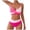 Hot Pink, variant on Women's Bikini Sets Two Piece Swimsuit High Waisted V Neck Twist Front Adjustable Spaghetti Straps Bathing Suit (Hot Pink, XXL)