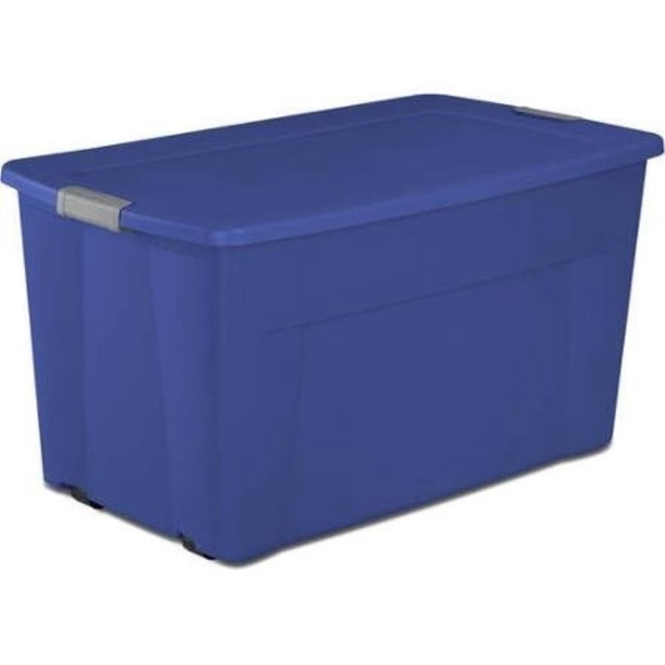 sterilite 45 gallon wheeled latch tote- stadium blue, case of 4