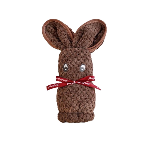 Toallita Toalla de mano plegable de forro polar coral marrón café con diseño de conejito, 1 pieza, regalo para niños JASKFLY