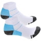 thumbnail image 1 of Par de calcetines de compresión para aliviar el dolor de fascitis plantar y espolones calcáneos (azul y blanco), 1 of 5