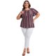 thumbnail image 2 of GRACE & GRANDEUR Blusas de Talla Grande para Mujeres con Cuello Ajustable, Mangas con Volantes, Estampado Floral Bohemio, Con Lazos Reunidos, Blusa Estilo Babydoll 3X Púrpura Ciruela, 2 of 5